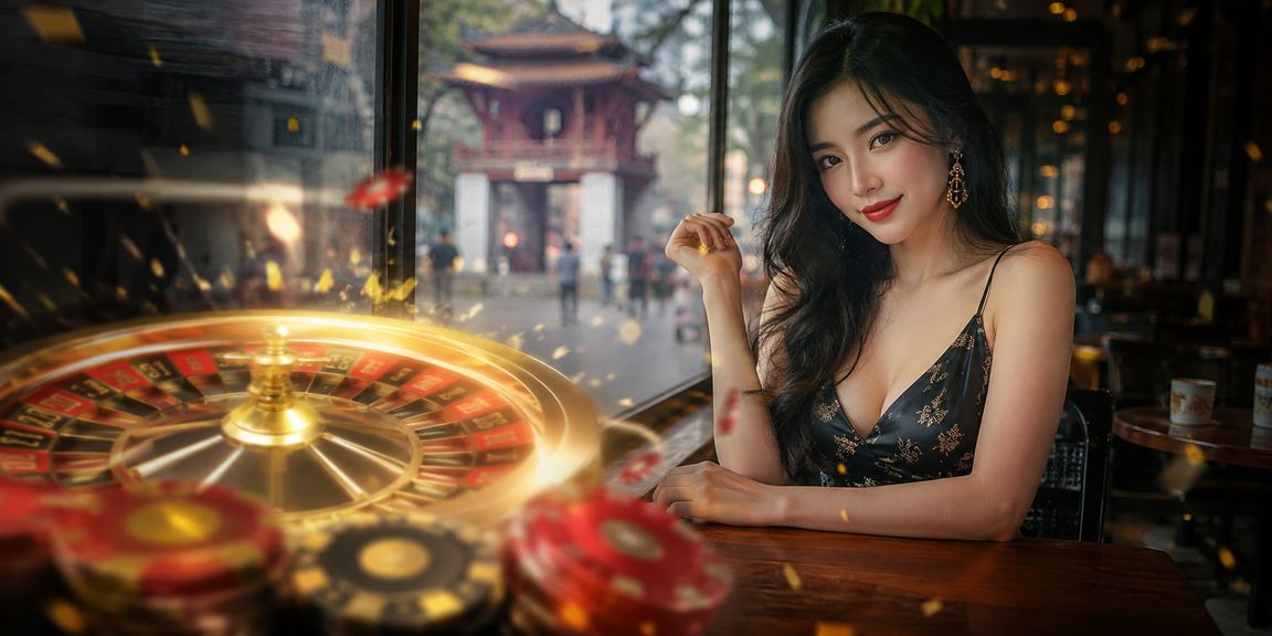 Người chơi roulette tại quán cà phê Hà Nội với giao diện casino trên màn hình